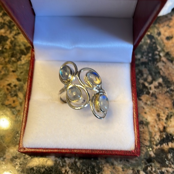 Sterling Silver Genuine Rainbow Moonstone Ring Size 10. Retail 198.00 NWT - Picture 5 of 10
